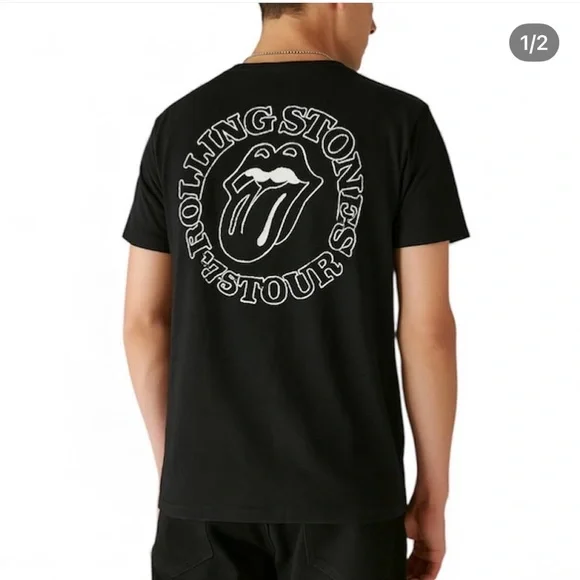Lucky Brand Black Rolling Stones Graphic Tee Shirt - Picture 1 of 2